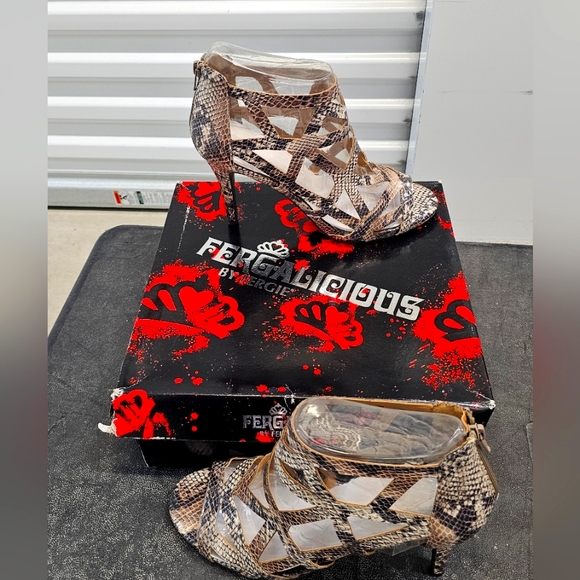 Fergalicious Faux Snake Print Hysteria Heels Size 10 - Picture 2 of 4
